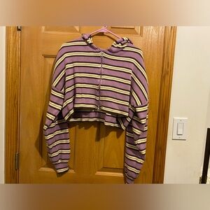 Kendall & Kylie Purple Striped Cropped Cardigan